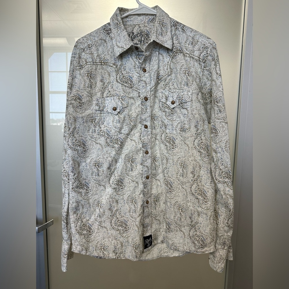 Wrangler Men's Rock 47 Paisley Print Long Sleeve Snap Western Shirt size medium